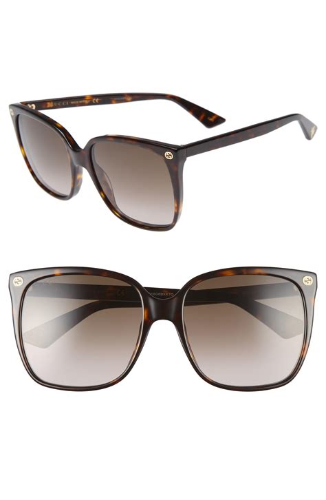 lyst gucci 57mm square sunglasses havana brown in brown