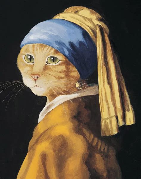 Pinturas Famosas Recriadas Com Gatos Funny Art Cat Painting Cat Art
