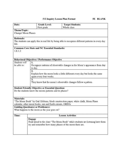 Sample Example And Format Templates 7 Read Aloud Lesson Plan Template
