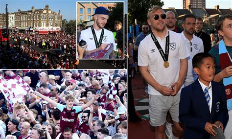 West Ham Fans Gather For Europa Conference League Open Top Bus Parade