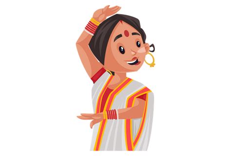 Best Premium Bengali Woman Dancing Illustration Download In Png