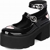 QSCQ Women Belt Buckle Heart Gothic Lolita Shoes Girl Platform Chunky ...