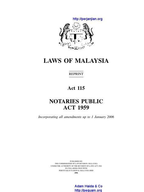 An act to provide for the more effectual prevention of crime in peninsular malaysia and for the control of criminals, members of secret societies and other undesirable persons, and for matters incidental thereto. Act 115 Notaries Public Act 1959 | Notary Public | Affidavit