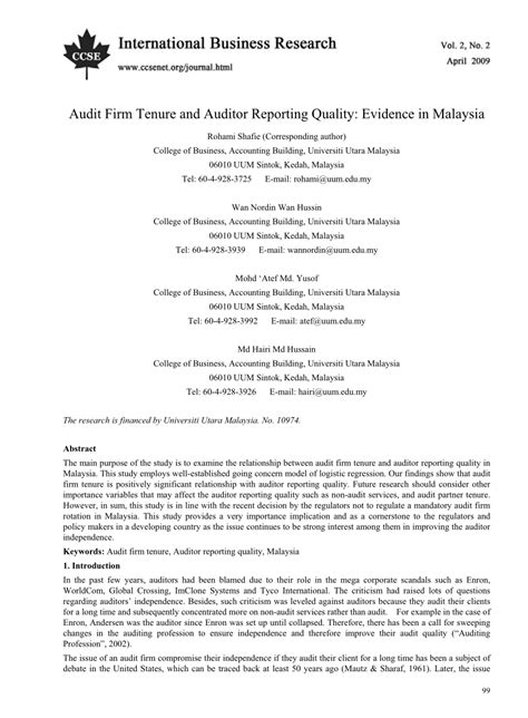 Statutory audit, required by malaysian companies act, 2016. (PDF) Audit Firm Tenure and Auditor Reporting Quality ...