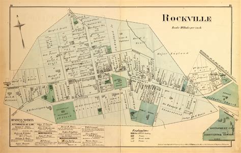 Rockville Village Maryland 1879 Old Map Reprint Montgomery Co Old