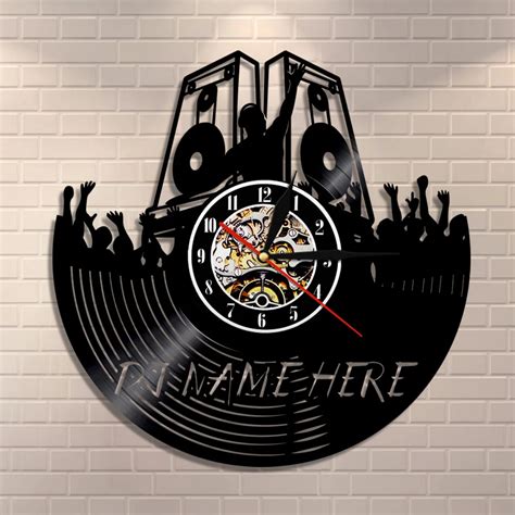 reloj de pared con altavoz para dj con disco de vinilo personalizado con nombre decoración