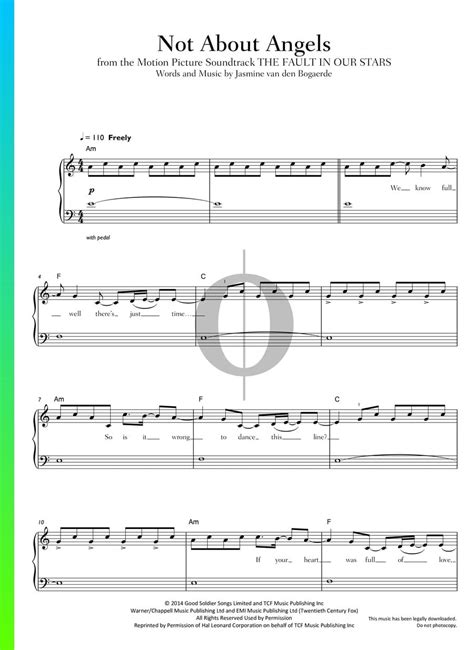 Not About Angels Sheet Music From The Fault In Our Stars By Birdy Pdf Download Oktav