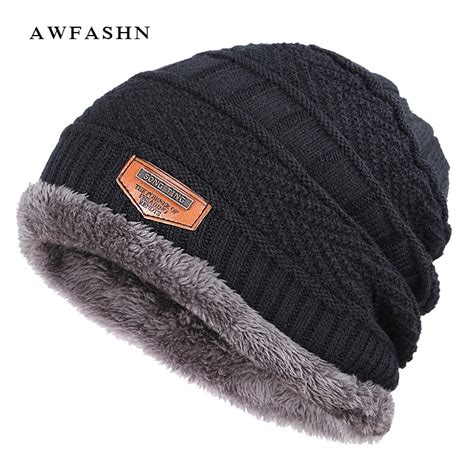 2018 New Brand Solid Color Knit Beanie Hat Mens Winter Hats Boy Warm