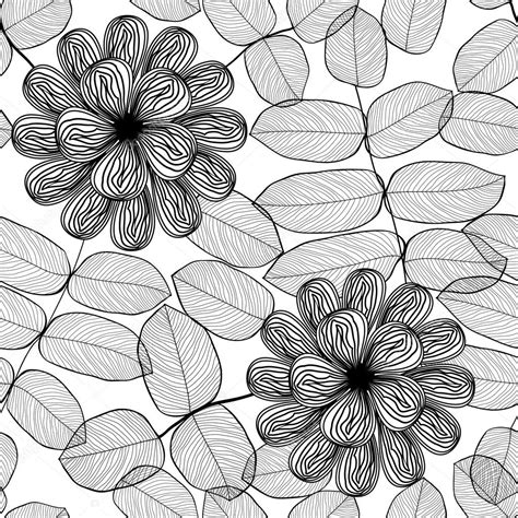 Seamless Stylish Black And White Floral Pattern Premium Vector In Adobe
