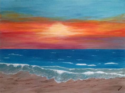 Spectacualr Beach Sunset Painting In 2021 Sunset Painting Beach Art