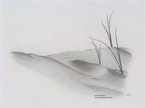 Pencil Drawing Sand Dune Mark Bremer