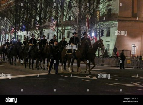 Members Of The 1st Cavalry Division Horse Cavalry Detachment March Down