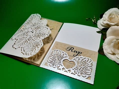 Tri Fold Wedding Invitation Template Leaves Envelope Etsy