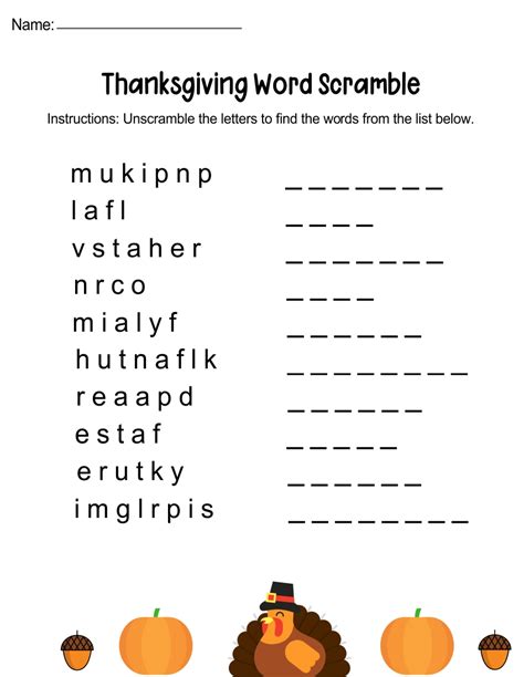 10 Best Thanksgiving Word Scramble Free Printable Pdf For Free At