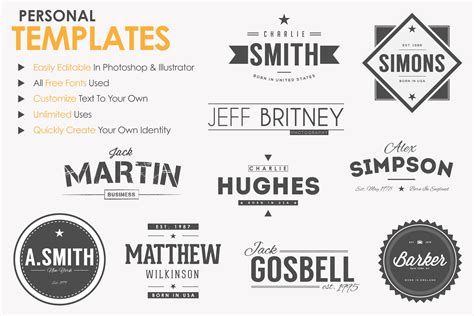 10 Personal Name Logos Vol 2 Logo Templates On Creative Market