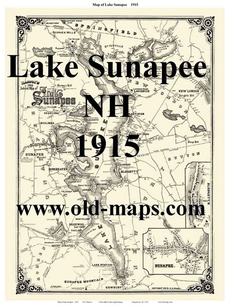 Lake Sunapee Nh 1915 Map House Sites By Hancox Reprint Etsy Lake