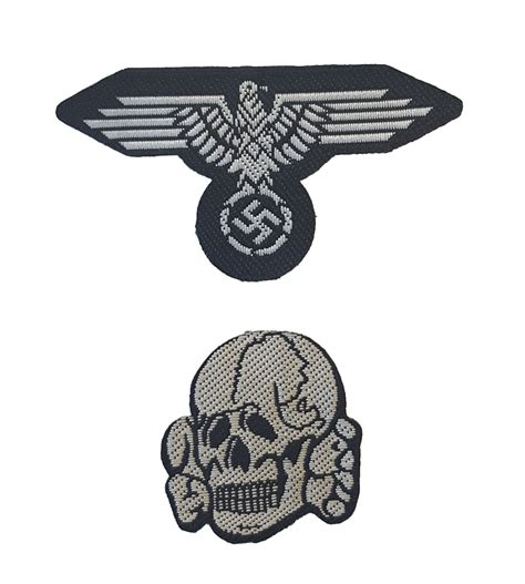 Ww2 German Ss Metal Cap Skull And Ss Cap Eagle