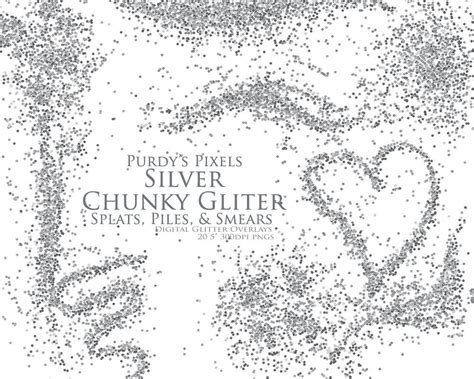 Silver Digital Glitter Overlays 9 Seamless Messy And Chunky Etsy