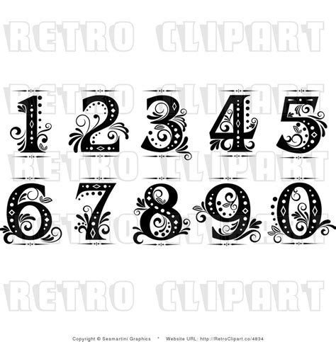 Old Cursive Numbers Fancy Numbers Clip Art Tatuagem De Numeros