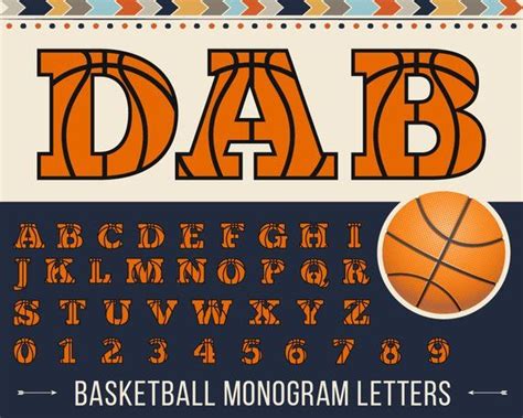 Basketball Font Svg Orange Letters With Black Ribs Monogram Jersey