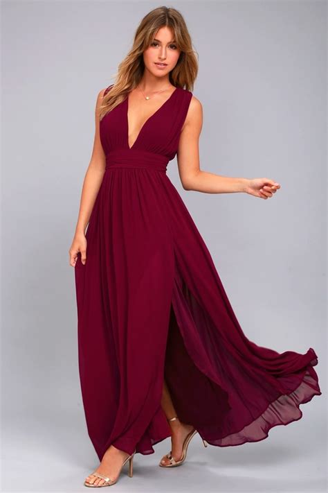 Burgundy Gown Maxi Dress Sleeveless Maxi Dress Lulus