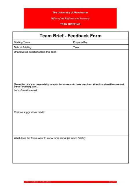 Team Briefing Template Form ≡ Fill Out Printable Pdf Forms Online