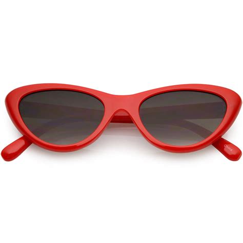 Sunglass La Small Retro Cat Eye Sunglasses Neutral Colored Lens 49mm Red Lavender