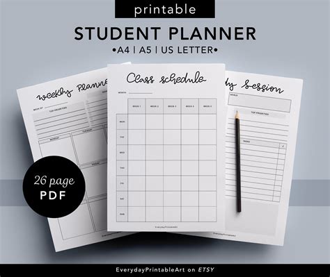Student Planner Academic Planner For Students College Etsy