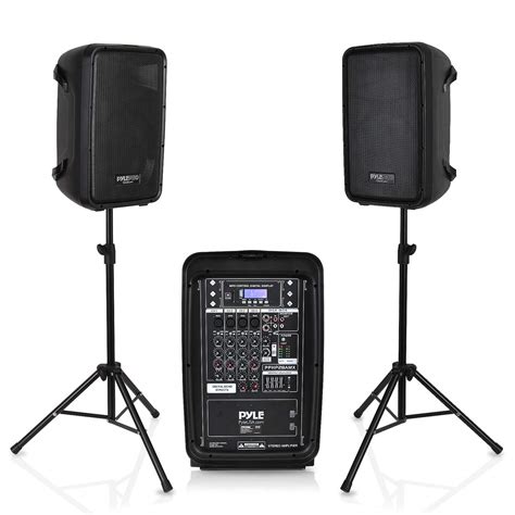 Pa Speaker Dj Mixer Bundle 300 W Portable Wireless Bluetooth Sound System W Usb Sd Xlr 14