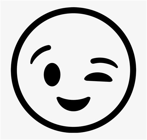 Winking Emoji Rubber Stamp Smiley Emoji Clipart Black And White