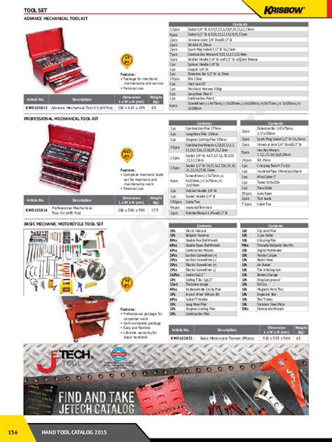 Pdf Hand Tool Catalog 2015 156 Tool Set Advance Mechanical Tool Kit