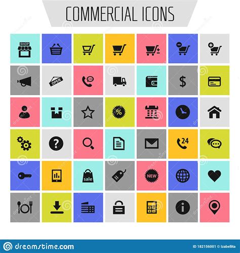 Big Commercial Icon Set Trendy Flat Icons Stock Illustration