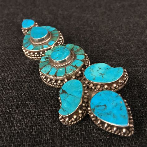 Antique Tibetan Turquoise Earring Pendant Jewelry Mahakala Fine Arts