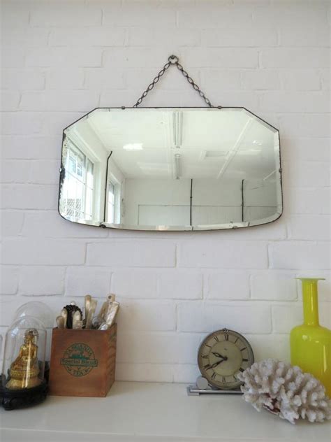 Vintage Large Art Deco Bevelled Edge Wall Mirror Or Frameless Mirror Ebay