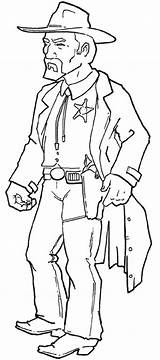 Sheriff Coloring Cowboy Western Saloon Drawings Colouring Picolour sketch template