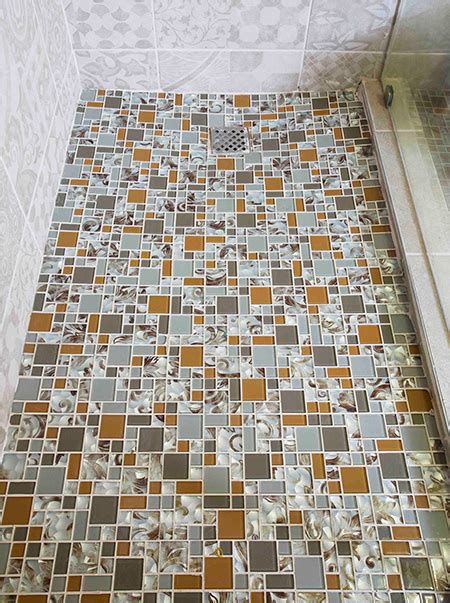 Home Dzine Bathrooms Install Glass Mosaics On Shower Floor
