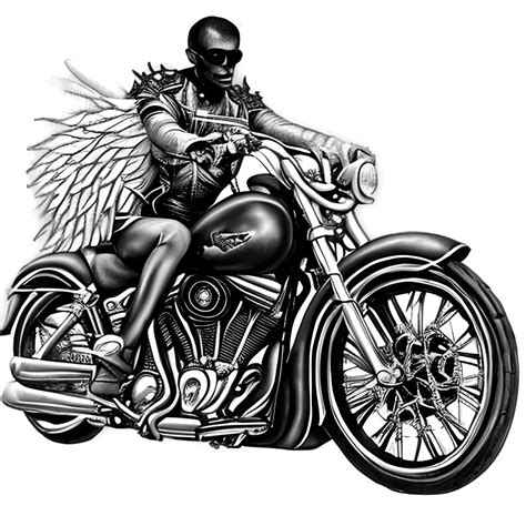 Skeleton Riding Harley Davidson Bike With Angel Wings · Creative Fabrica