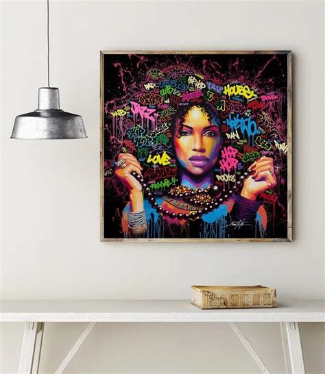 Wall Art African American Black Abstract Portrait Art Canvas Afro Women