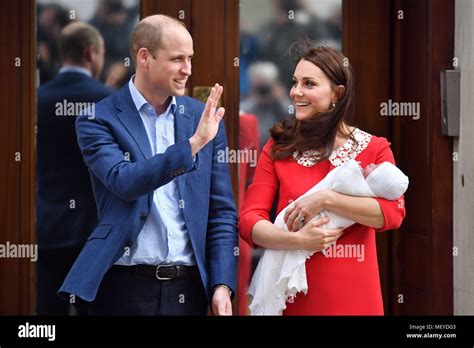 The Duke And Duchess Of Cambridge And Their Newborn Son Outside The