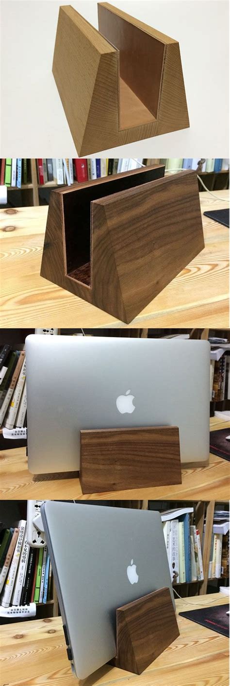 Wooden Desktop Vertical Laptop Stand Holder For Macbook Air Macbook
