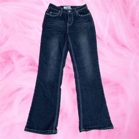 Vintage Vintage Rave Girl Sparkly Rhinestone Low Rise Flare Jeans Grailed