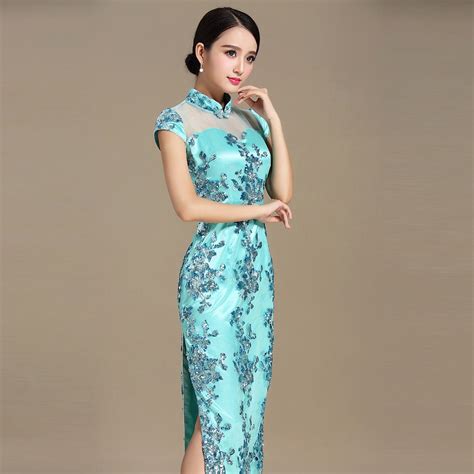 Charming Embroidery Lace Qipao Chinese Dress Cheongsam Qipao