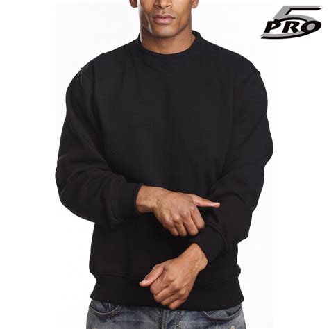 pro 5 pro 5 mens heavy weight fleece crew neck pullover sweater s to xl black
