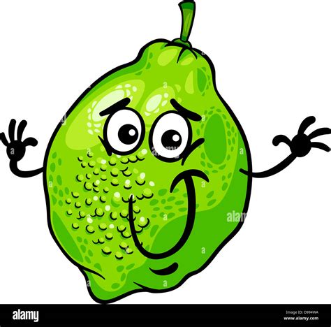 Cartoon Illustration Of Funny Lime Citrus Fruit Food Comic Character