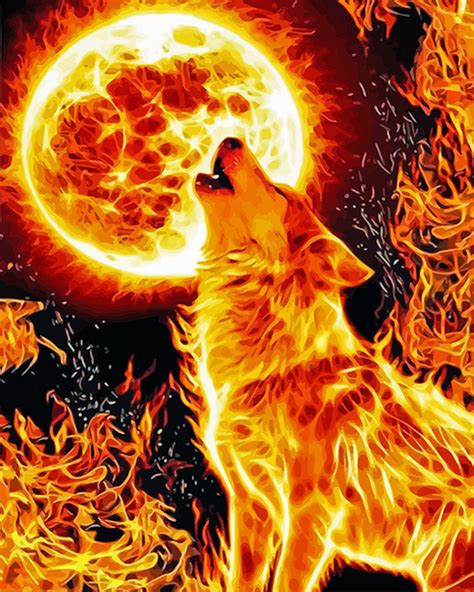Fire Wolf Paint By Numbers Numeral Paint Kit