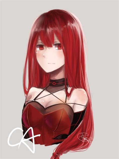 Red Hair Anime Girl With Skull