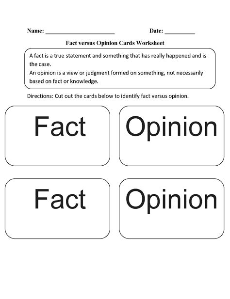 Fact Versus Opinion Worksheet