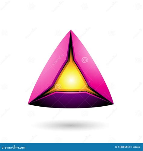 Magenta Pyramid With A Glowing Core Vector Illustration Stock Vector