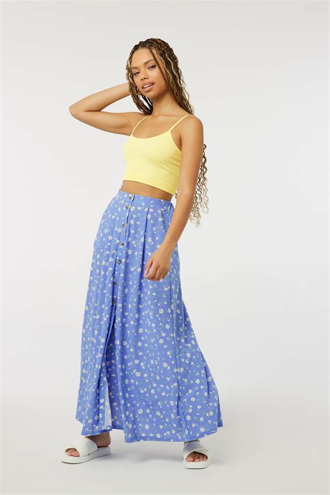 Half Button Front Flowy Maxi Skirt Ardene