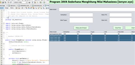 Contoh Aplikasi Java Netbeans Menghitung Nilai Akhir Mahasiswa Java